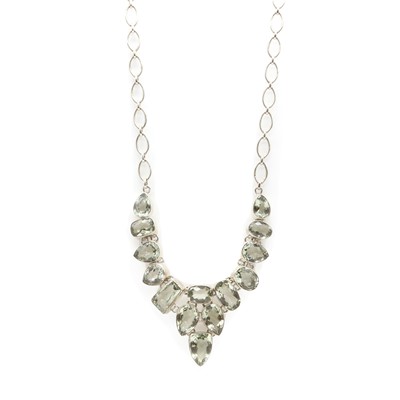 Lot 162 - A sterling silver prasiolite quartz necklace