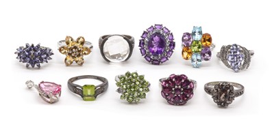Lot 360 - A collection of silver gem-set rings