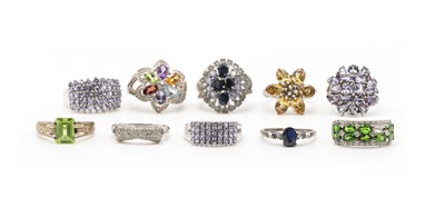 Lot 263 - A collection of silver gem-set rings
