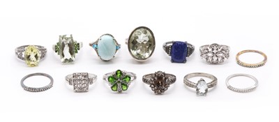 Lot 363 - A collection of silver gem-set rings