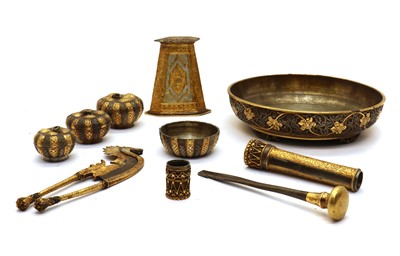 Lot 319 - A gilt metal betel nut set