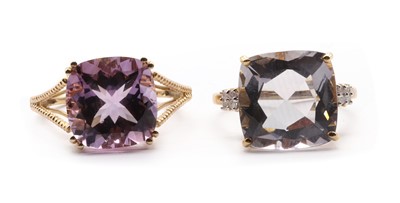 Lot 306 - Two 9ct gold amethyst rings
