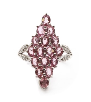Lot 177 - An 18ct white gold pink sapphire and diamond ring
