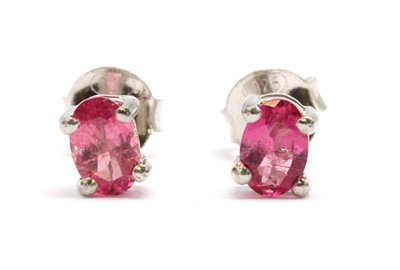 Lot 133 - A pair of silver pink tourmaline stud earrings