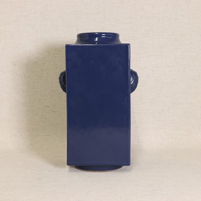 Lot 49 - A Chinese blue-glazed cong vase
