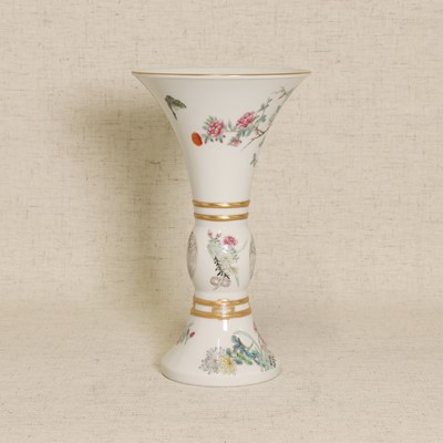 Lot 67 - A Chinese famille rose gu vase
