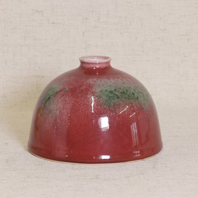Lot 62 - A Chinese peach bloom-glazed beehive waterpot