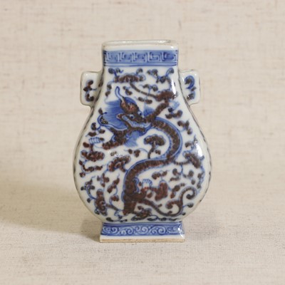 Lot 64 - A Chinese copper red and underglaze-blue vase