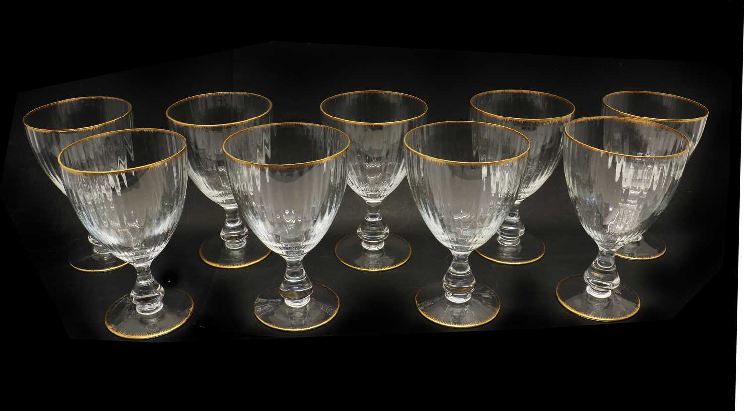 Lot 103 - A set of nine large Venetian glass goblets