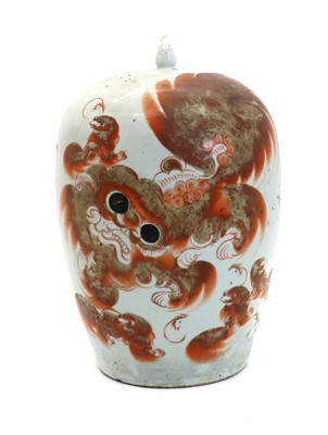 Lot 89 - A Chinese iron-red jar and cover
