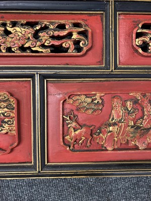 Lot 106 - A Chinese gilt lacquered wood panel