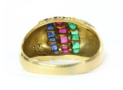Lot 135 - A gold sapphire, ruby, emerald and diamond ring