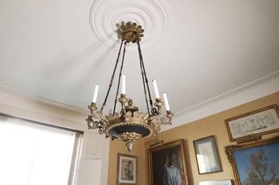 Lot 255 - A Charles X bronze eight-light candle chandelier