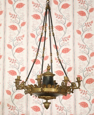 Lot 255 - A Charles X bronze eight-light candle chandelier