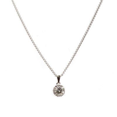 Lot 110 - A white gold diamond cluster pendant