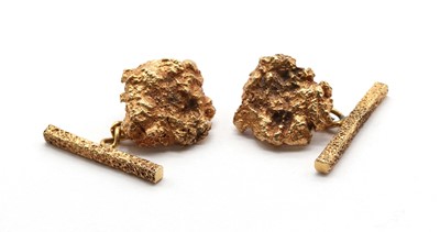 Lot A pair of gold nugget style cufflinks