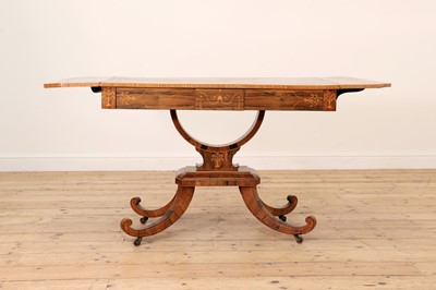 Lot 588 - A George III rosewood, satinwood and kingwood sofa table