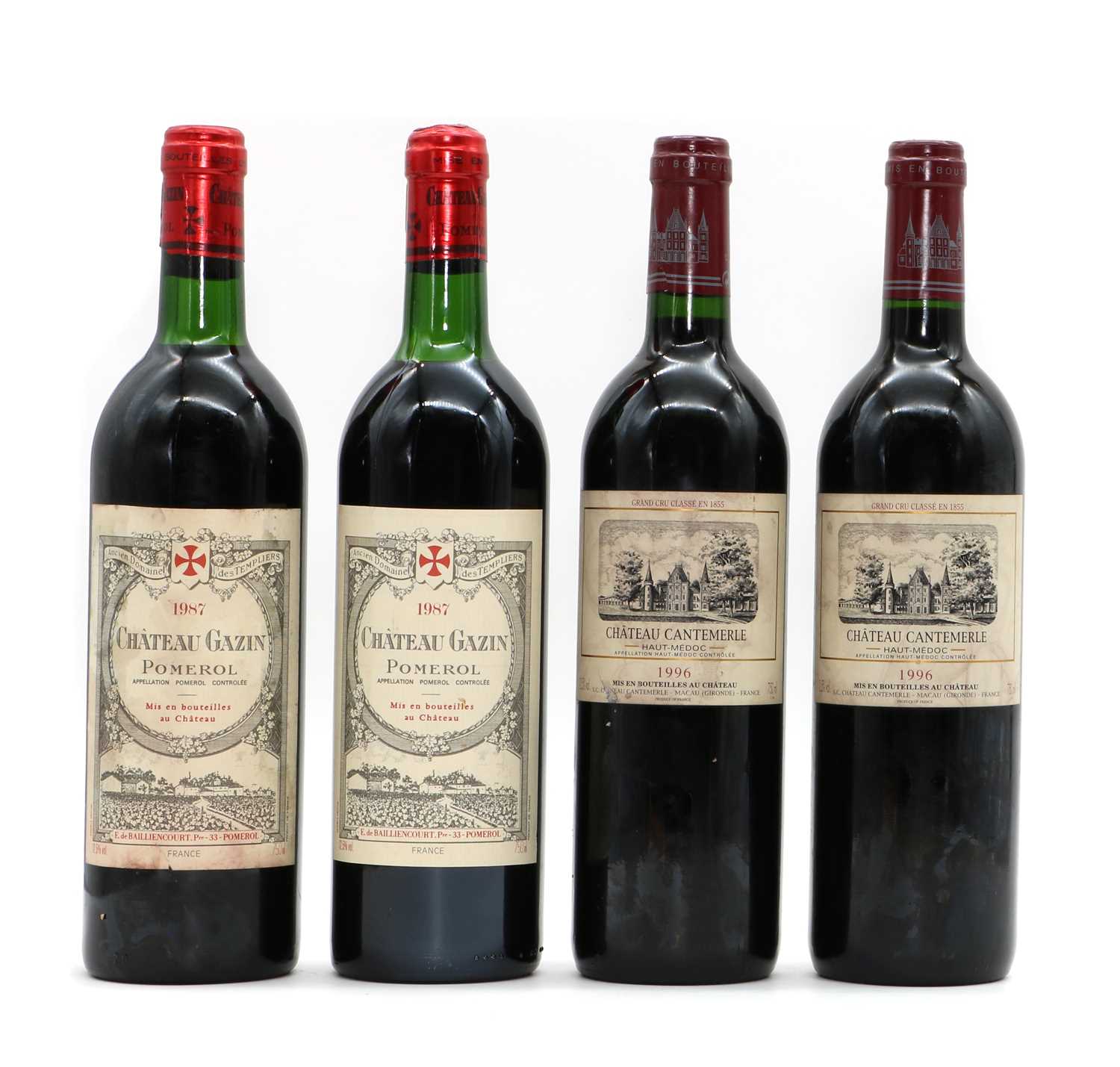 Lot 92 - A selection of red Bordeaux wines comprising Chateau Gazin, 1987 (2) and Ch Ca