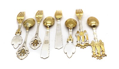 Lot 18 - Four pairs of Danish silver Christmas spoon and fork sets by A. Michelsen