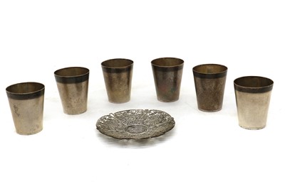 Lot 29 - A set of six Chinese silver beakers
