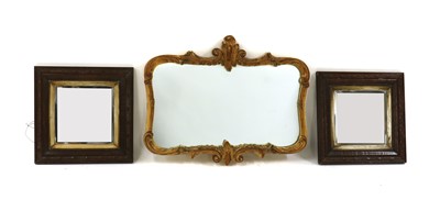 Lot 296 - A pair of oak framed wall mirrors