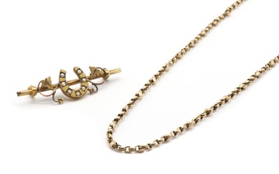 Lot 283 - A 9ct gold split pearl set horseshoe brooch