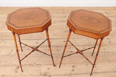 Lot 571 - A pair of Edwardian Sheraton Revival mahogany side tables