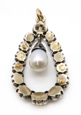 Lot 21 - A Georgian diamond and cultured freshwater pearl pendant drop