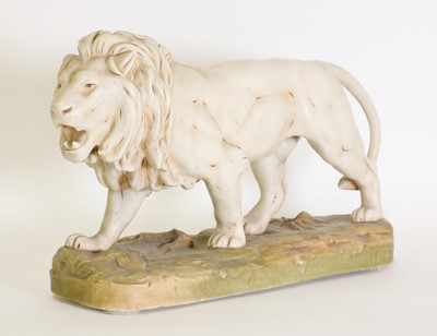 Lot 347 - A late 19th century Royal Dux porcelain figure of a lion