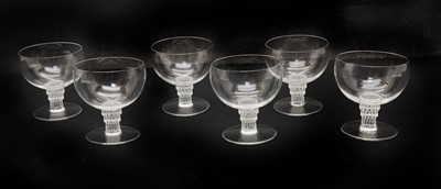 Lot 107 - A set of six Lalique 'Bambou' glass coupes