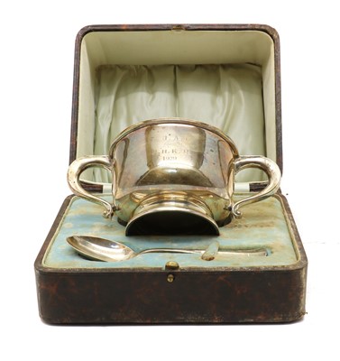Lot 40 - A cased silver christening set
