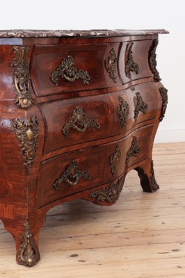 Lot 653 - A Louis XV kingwood bombé commode