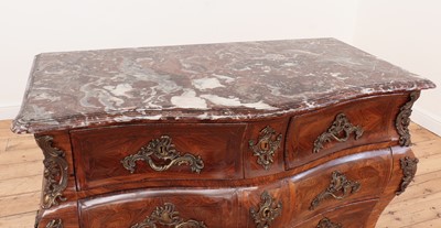 Lot 653 - A Louis XV kingwood bombé commode