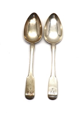 Lot 4 - A pair of Scottish provincial silver Fiddle pattern tablespoons