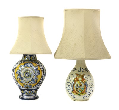 Lot 100A - Two Italian faience table lamps