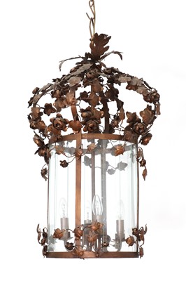 Lot 174 - A French pressed metal lantern