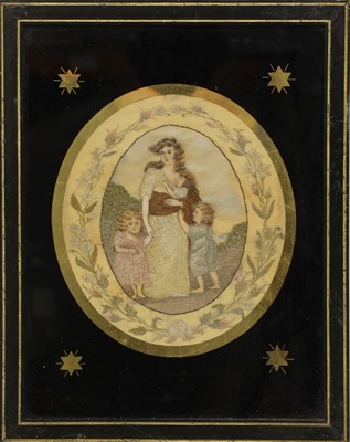 Lot 182 - An oval silkwork picture