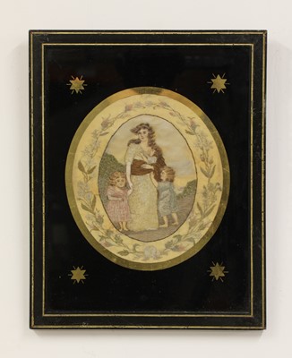 Lot 182 - An oval silkwork picture