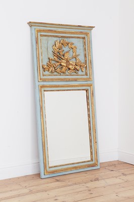 Lot 171 - A painted and giltwood trumeau wall mirror