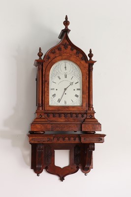 Lot 623 - A Victorian Gothic Revival burr walnut bracket clock