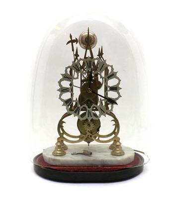 Lot 156 - A Victorian brass skeleton clock