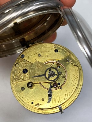 Lot 484 - A sterling silver Bentley & Beck key wind pocket watch