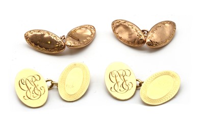 Lot 335 - Two pairs of gold cufflinks