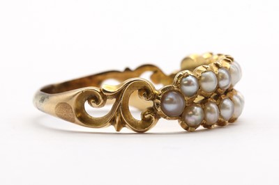 Lot 4 - A 19th century gold two row split pearl ring