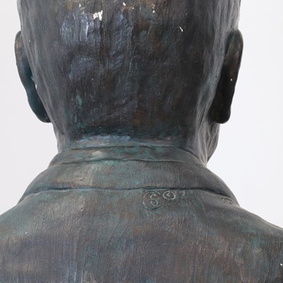 Lot 440 - A large bronzed plaster bust of Ronald Reagan