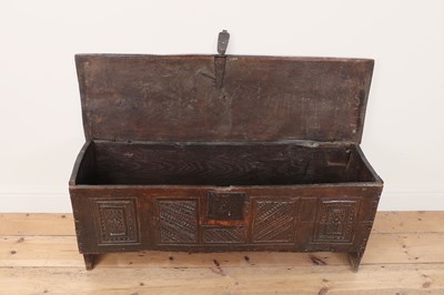 Lot 244 - An Henry VIII boarded oak chest