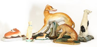 Lot 138 - A porcelain figure of a greyhound by Jacob Petit of Paris