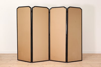 Lot 134 - An ebonised softwood four-fold screen
