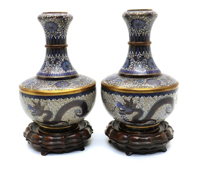 Lot 103 - A pair of Chinese Cloisonne enamel vases