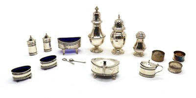 Lot 56 - A silver five piece miniature cruet set
